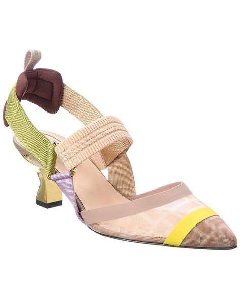 fendi metallic leather 55mm slingback pump|More.